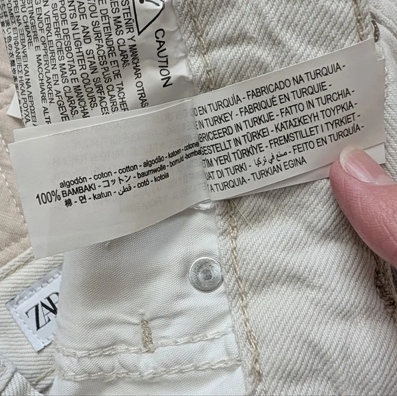 NWOT Zara Denim with Fabric Trim Raw Hem Jeans Ankle Cropped Size 4 Small - Picture 14 of 17